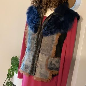 2 in 1 Leather faux fur vest reversible